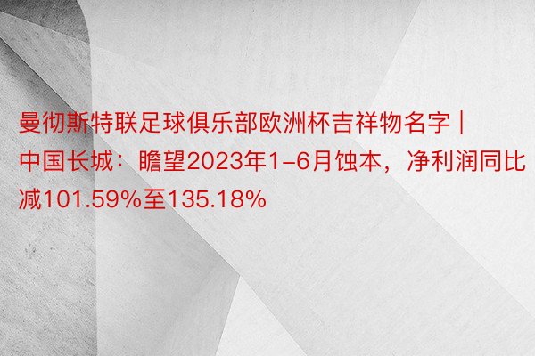 曼彻斯特联足球俱乐部欧洲杯吉祥物名字 | 中国长城：瞻望2023年1-6月蚀本，净利润同比减101.59%至135.18%