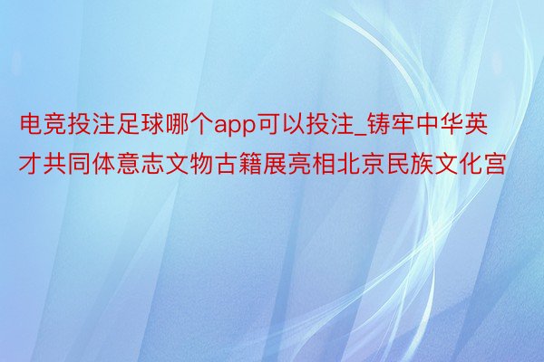 电竞投注足球哪个app可以投注_铸牢中华英才共同体意志文物古籍展亮相北京民族文化宫