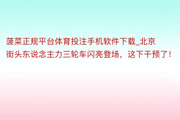 菠菜正规平台体育投注手机软件下载_北京街头东说念主力三轮车闪