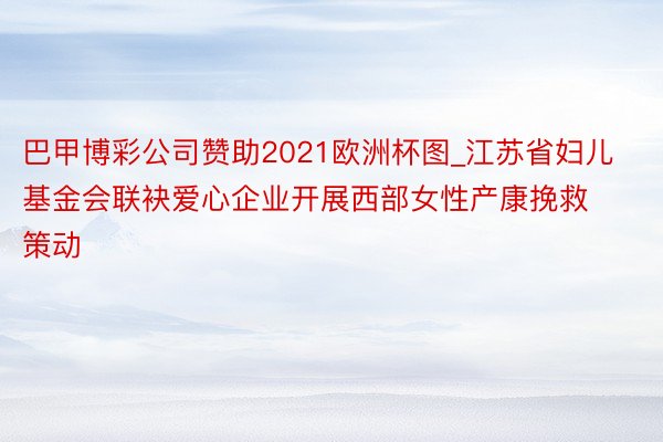 巴甲博彩公司赞助2021欧洲杯图_江苏省妇儿基金会联袂爱心企业开展西部女性产康挽救策动