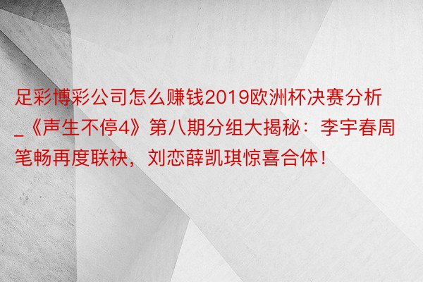 足彩博彩公司怎么赚钱2019欧洲杯决赛分析_《声生不停4》第